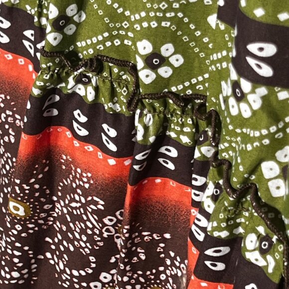 2x Ethnic 1980's Maxi Floral Green Tiered Ruffle Skirt Boho Hippie Retro Gypsy - Picture 6 of 12